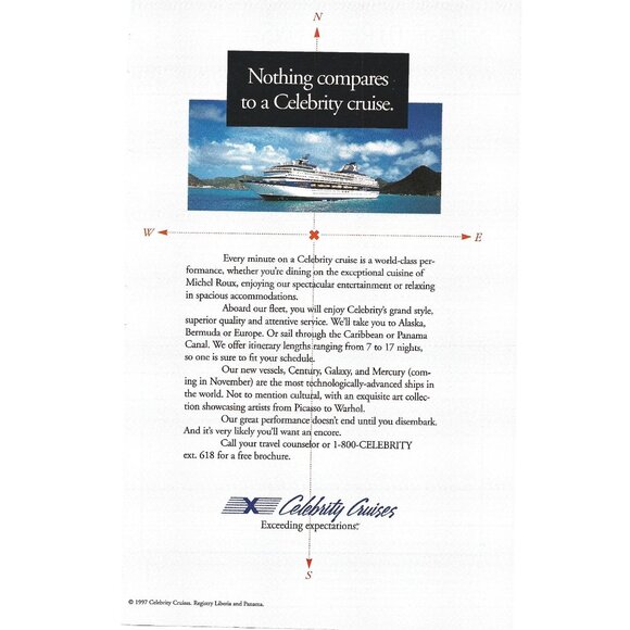 Celebrity Cruises Advertisement 1990s  Vintage Print Ad - Picture 1 of 2